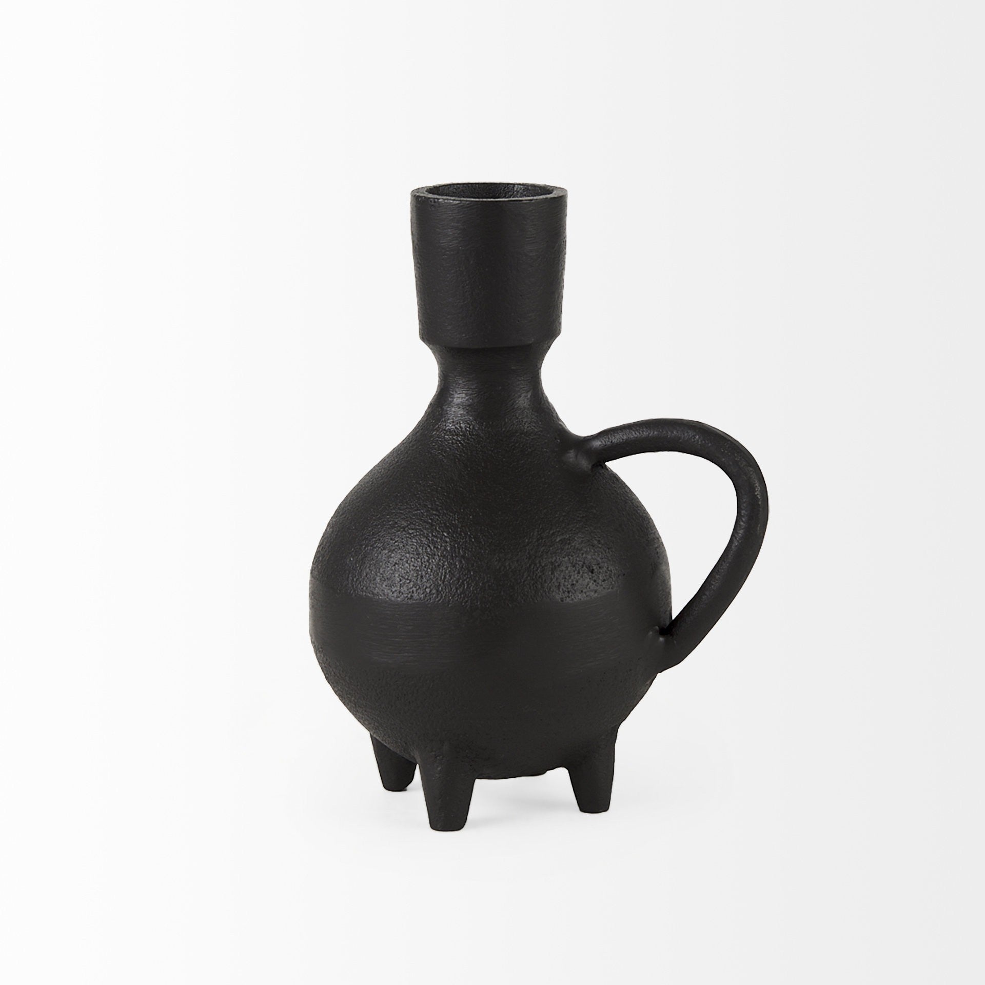 7" Black Ceramic Round Jug Vase-5