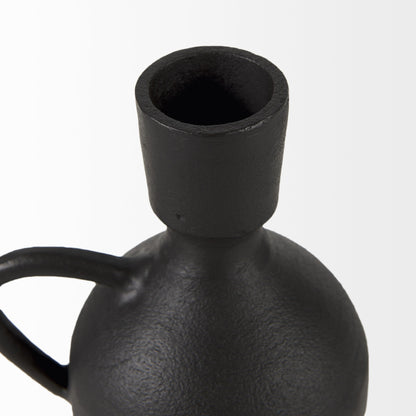 7" Black Ceramic Round Jug Vase-6