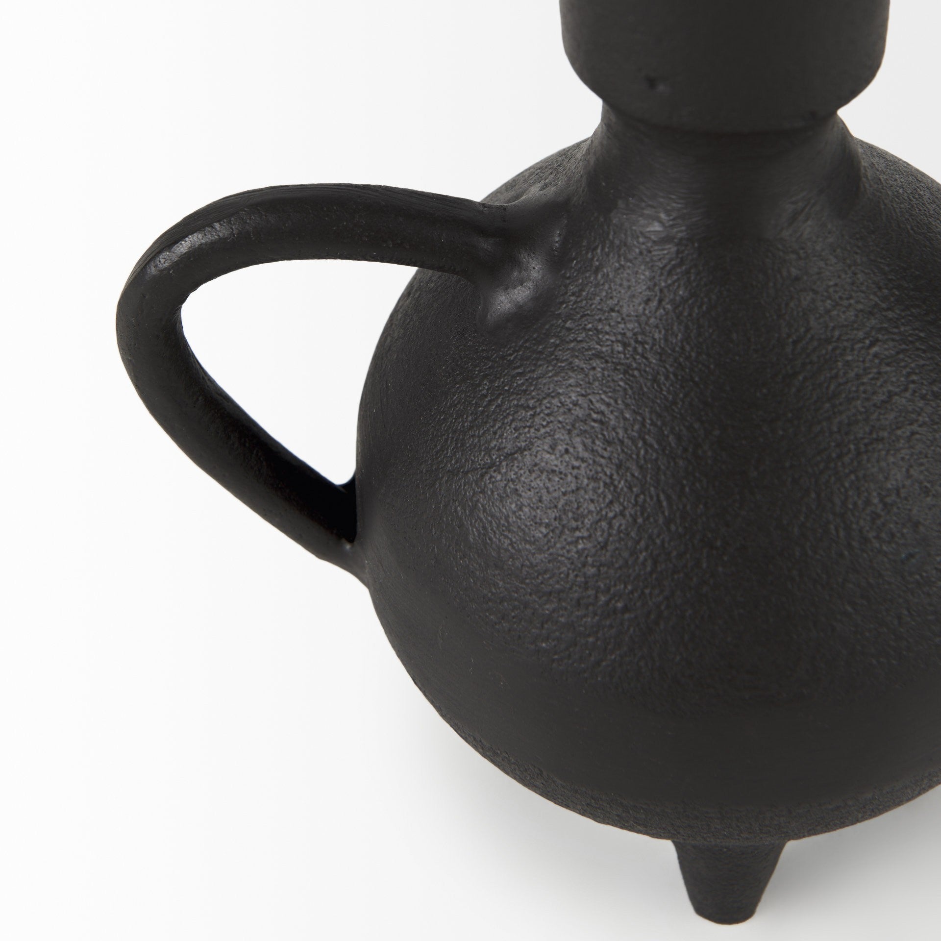7" Black Ceramic Round Jug Vase-7