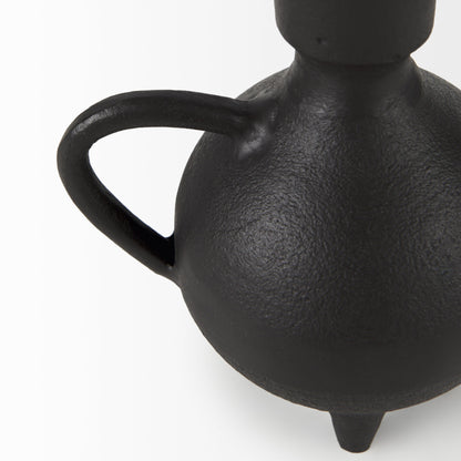 7" Black Ceramic Round Jug Vase-7