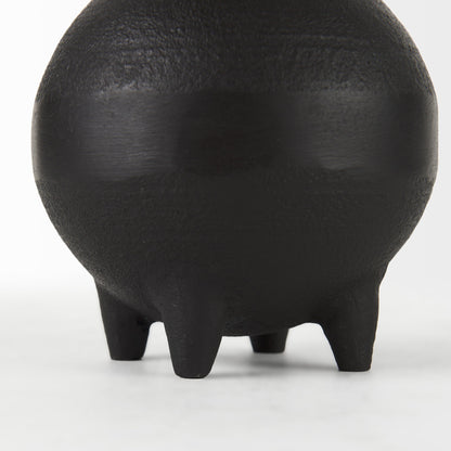 7" Black Ceramic Round Jug Vase-4