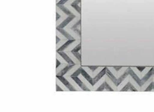   Heritage inlay  wall mirror frame in zig-zag pattern in grey and white