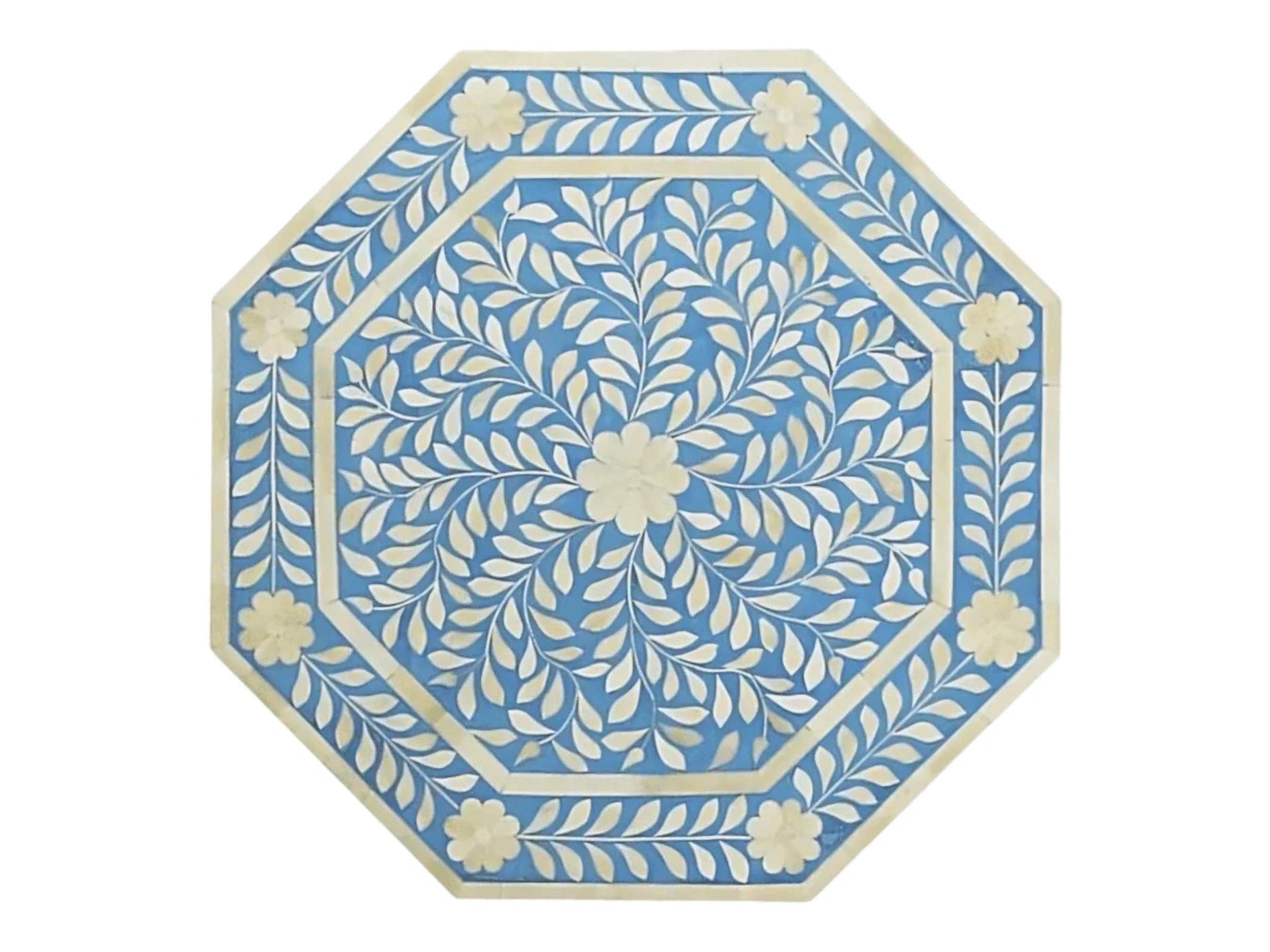   Heritage inlay floral pattern pedestal side table