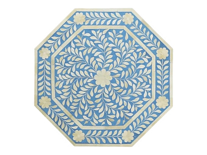   Heritage inlay floral pattern pedestal side table