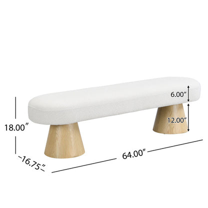 Upholstered Bedroom End Of Bed Beige Wood Leg