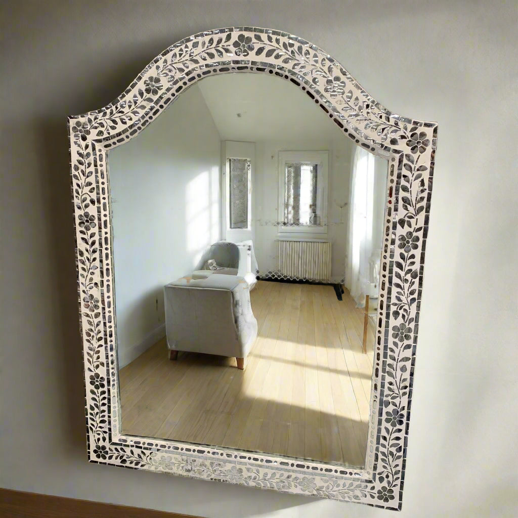 Thikri glass inlay wall mounted mirror frame image 1