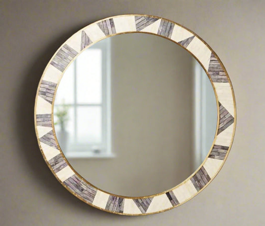 Bone inlay grey dyed bone pattern mirror frame image 0