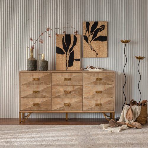 9 Drawers Dresser & Chests Of Drawers, TV Stand For Bedroom,Living Room,Hallway