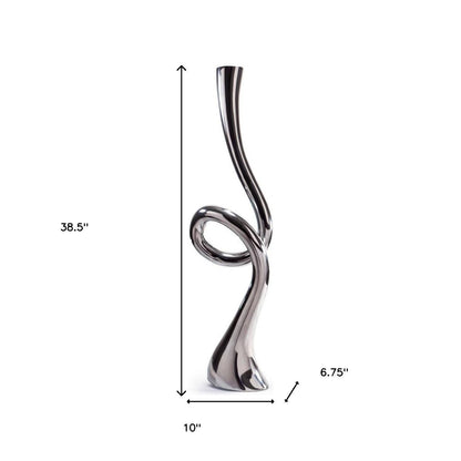 39" Silver Trumpet Aluminum Floor Vase-4