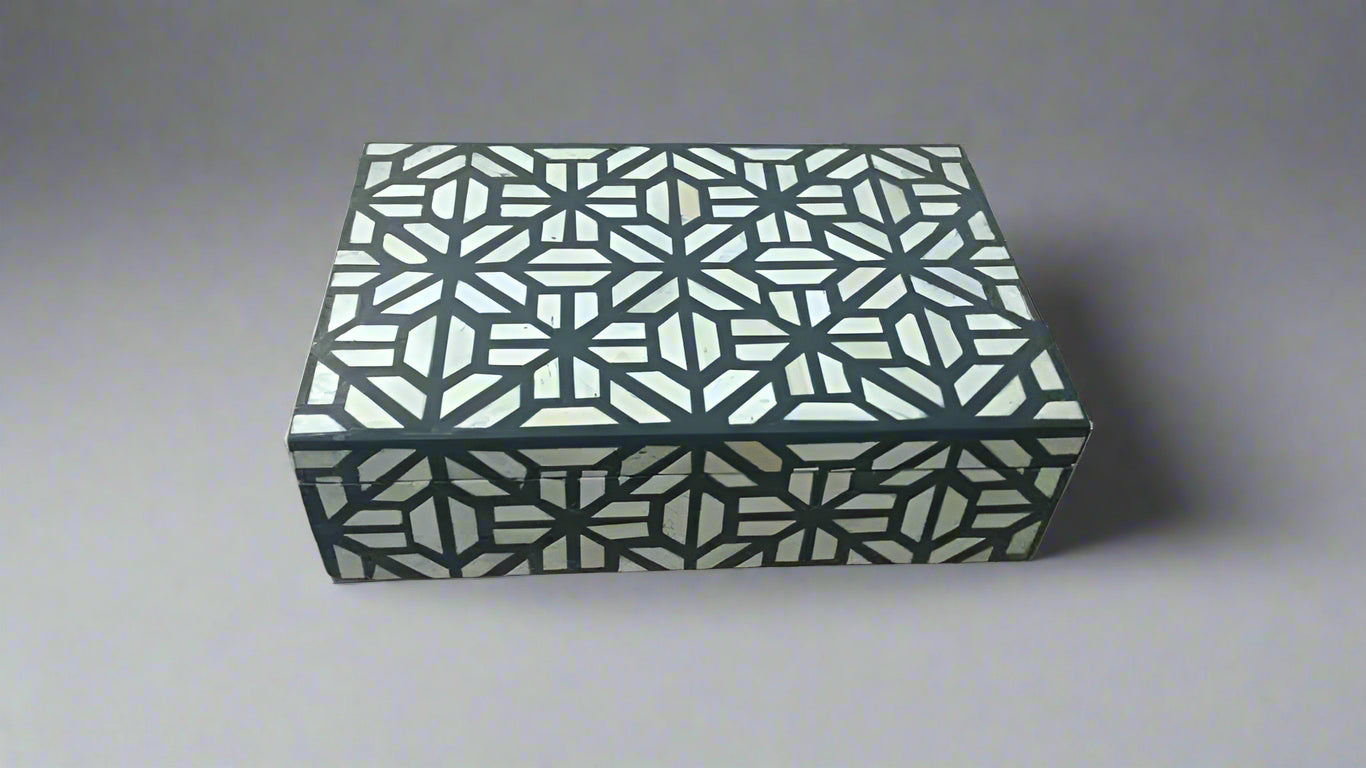 Heritage inlay Moroccan inspired Jewelry Box Black