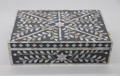 Mother of Pearl inlay Jewelry Box Grey