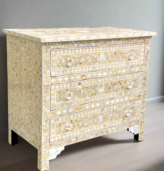 Mother of pearl inlay 3 Drawer Dresser/Chest