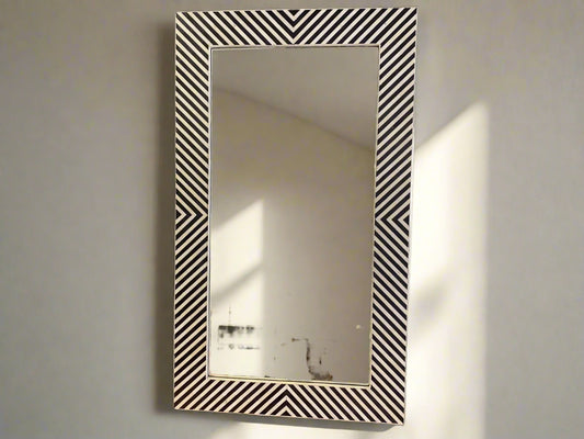 Bone inlay stripes design wall Mirror Frame image 0