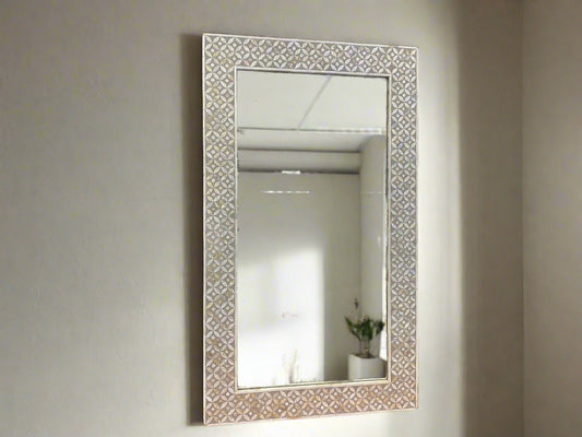 Mother of pearl inlay Grey Mirror Frame image 0