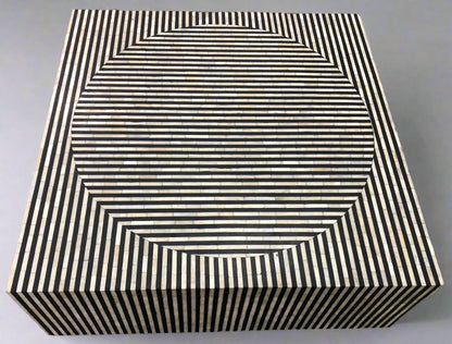   Heritage inlay illusion pattern square wooden round coffee table 
