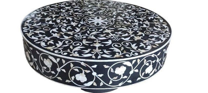   Mother of Pearl inlay on wood coffee table in black for enhancing the living room