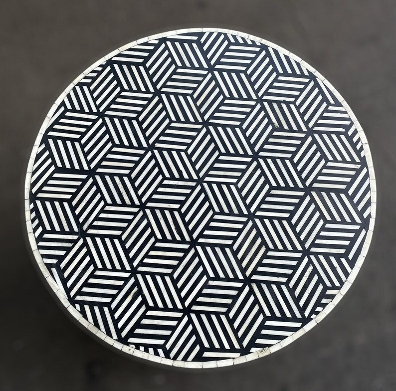Heritage inlay optical design end table / side table