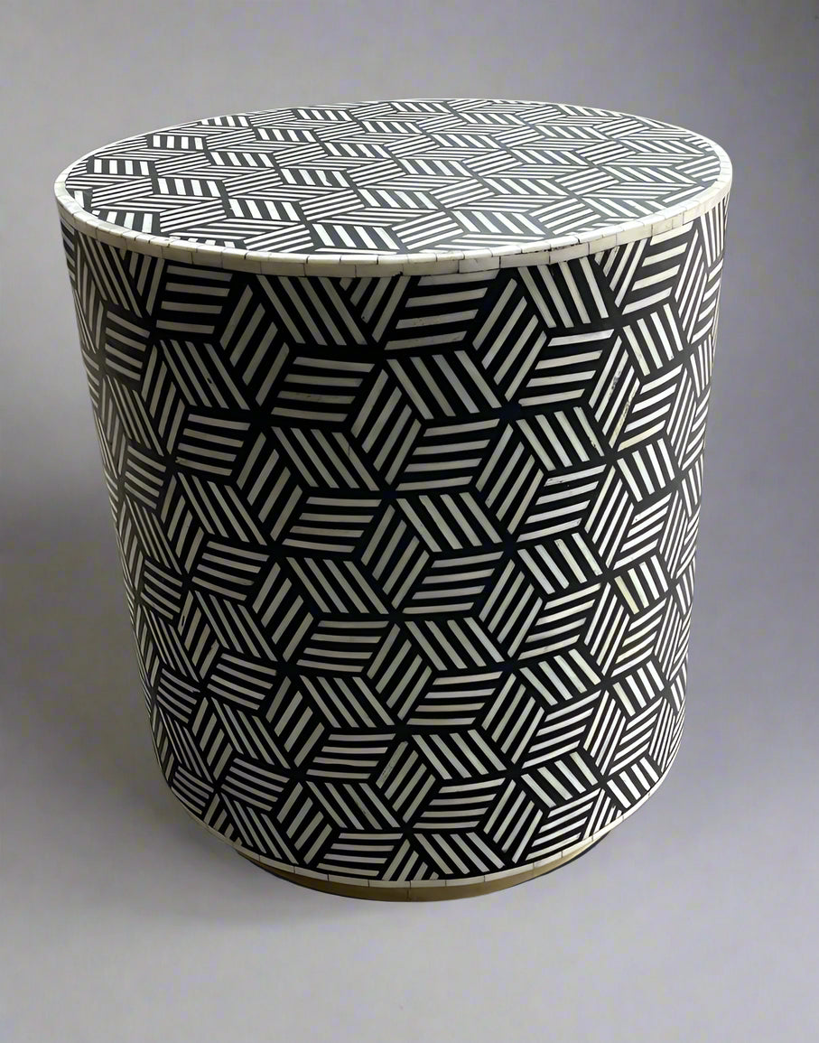 Heritage inlay optical design end table / side table