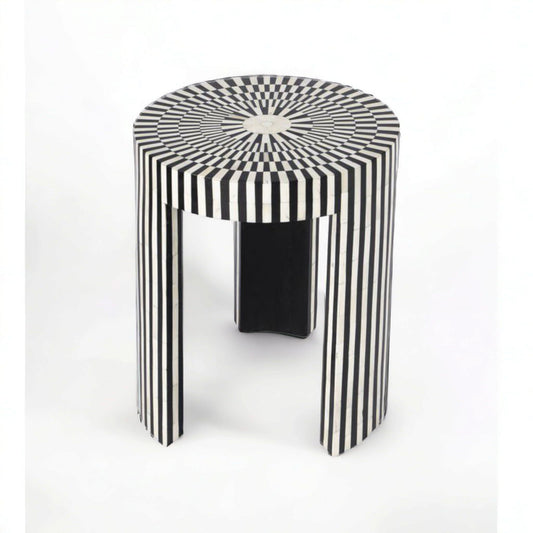   Heritage inlay in geometric checks pattern wooden plant stand or side table