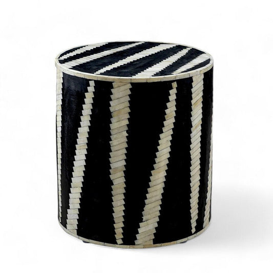  Heritage inlay geometric pattern round End table 