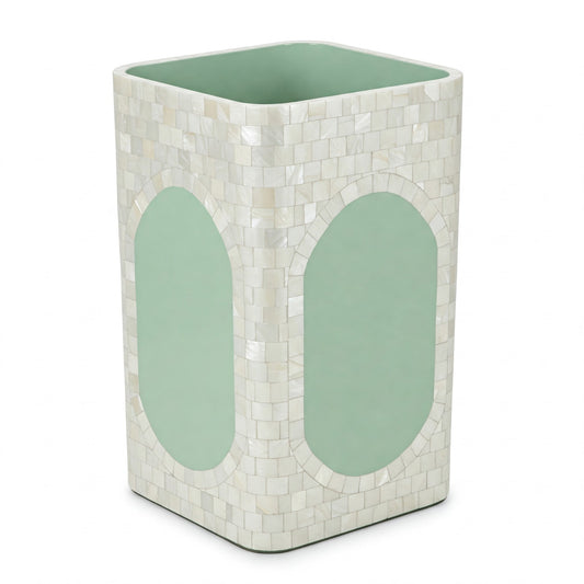 Mosaic Pearl-Inlay Waste Bin