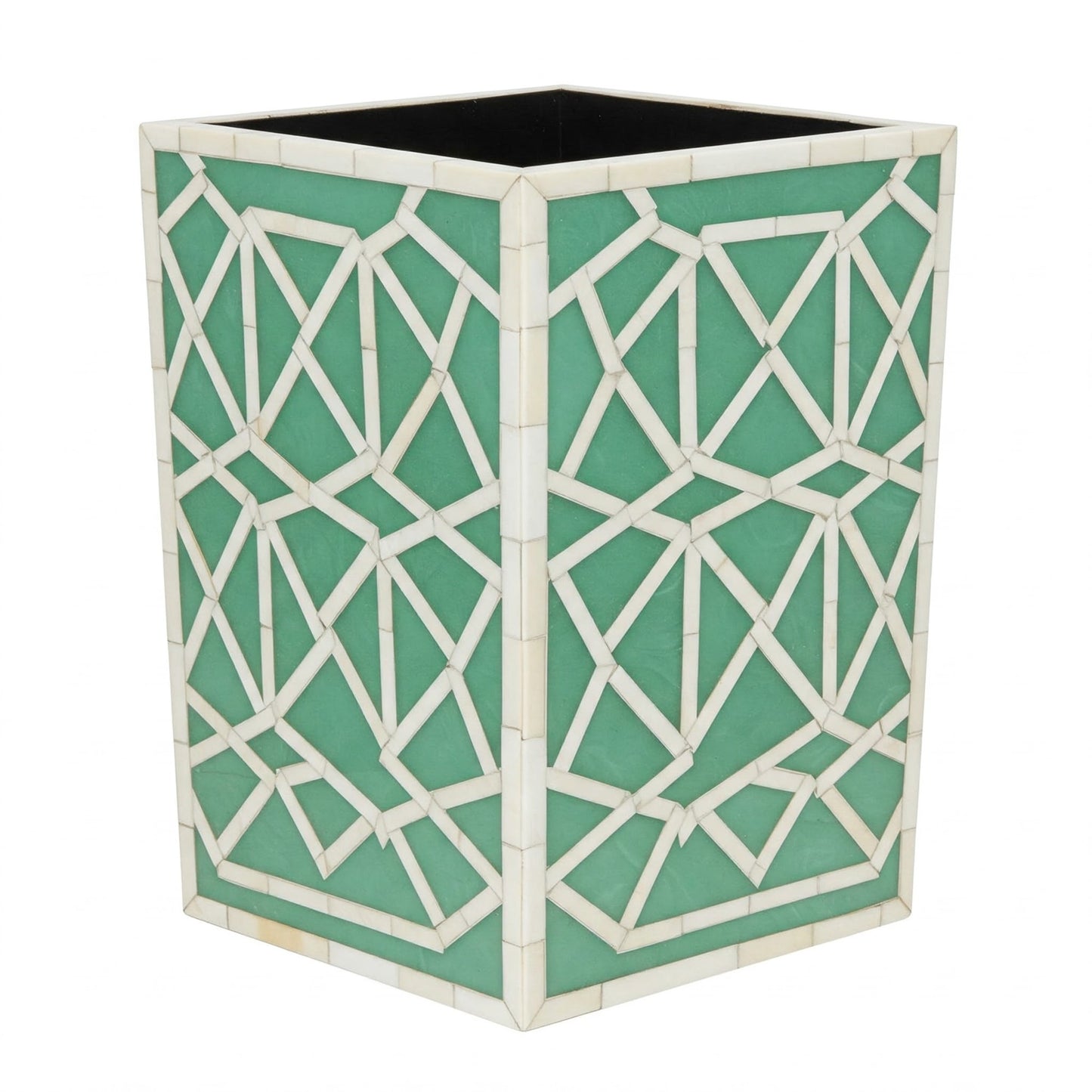 Geometric Inlay Mosaic Waste Bin