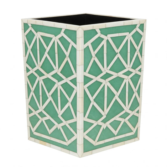 Geometric Inlay Mosaic Waste Bin
