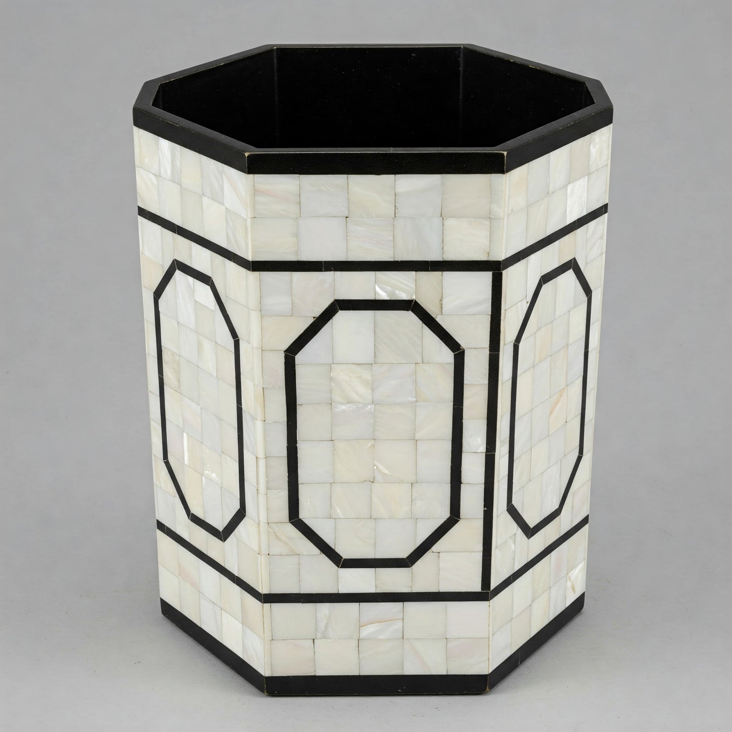 Ivory Pearl Mosaic Octagon Bin