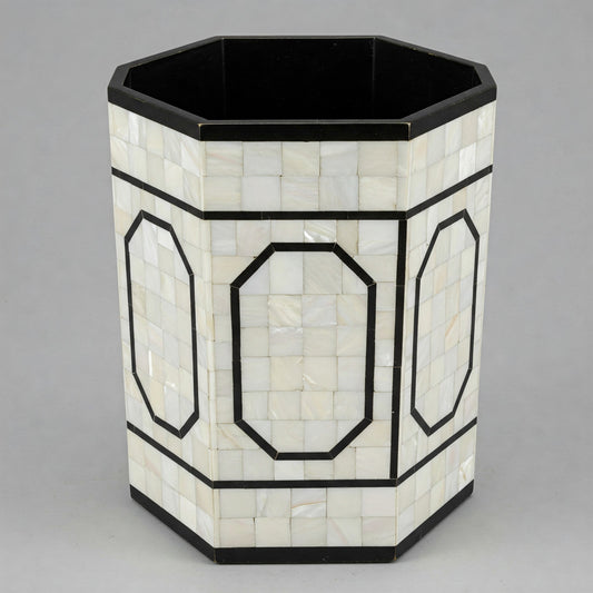 Ivory Pearl Mosaic Octagon Bin
