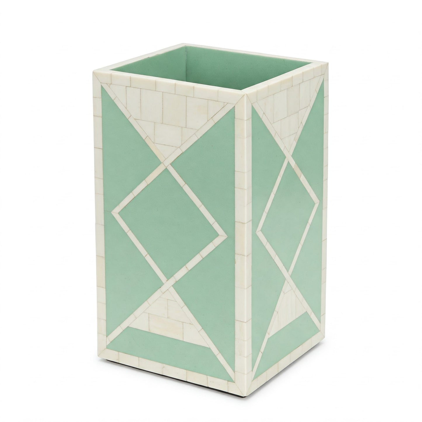 Geometric Inlay Mosaic Waste Bin
