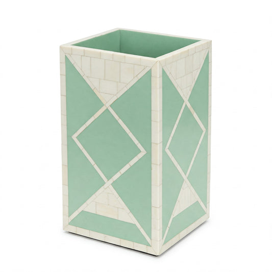 Geometric Inlay Mosaic Waste Bin