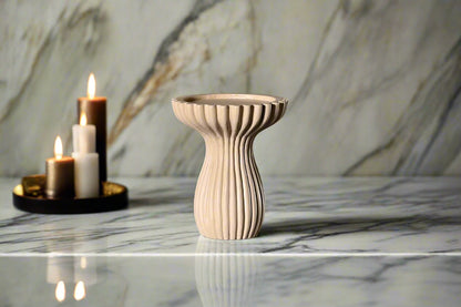 Ripple Carve – Handcrafted Wooden Candle Stand Set