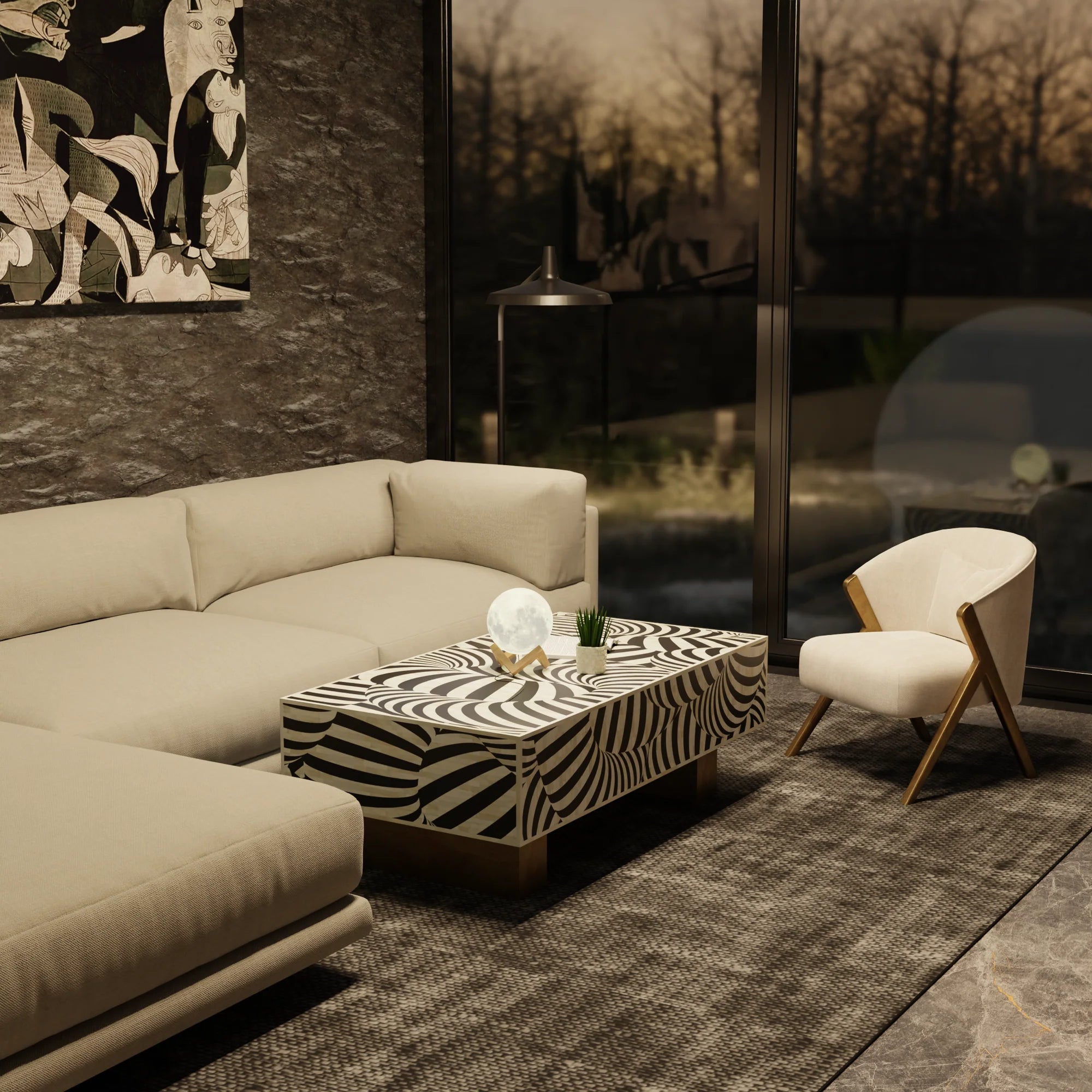 bone inlay coffee table 
